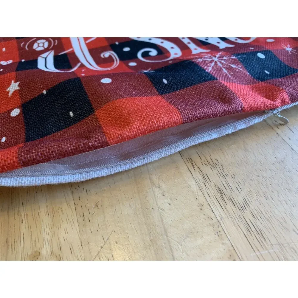 Let It Snow Red Black Throw‎ Pillow Cover NEW